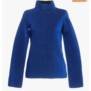 GOLDEN GOOSE Neon Blue Diana Lurex Neoprene Top Size XS Mock Neck Sweatshirt